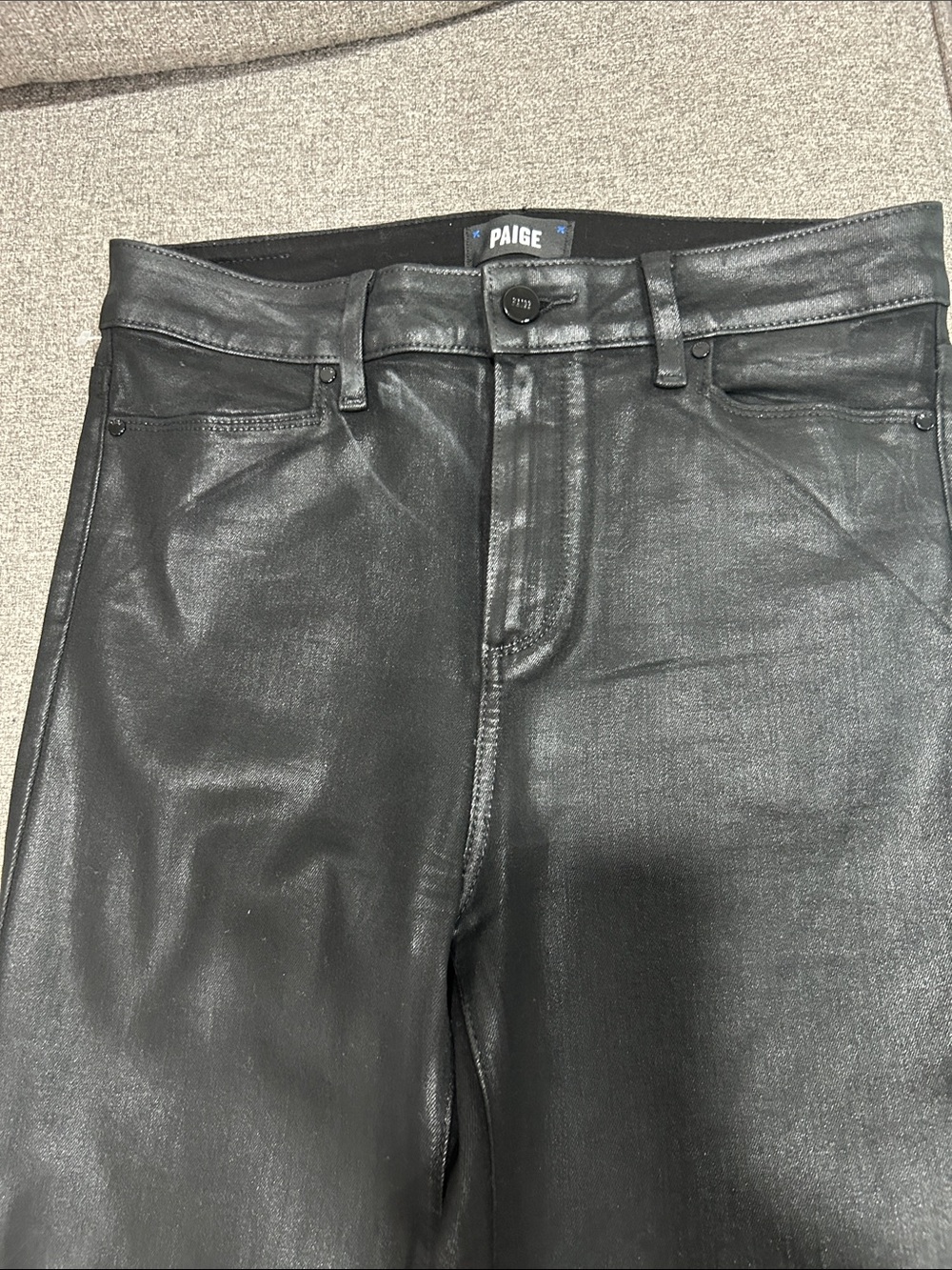 PAIGE Black Coated Faux Leather Pants